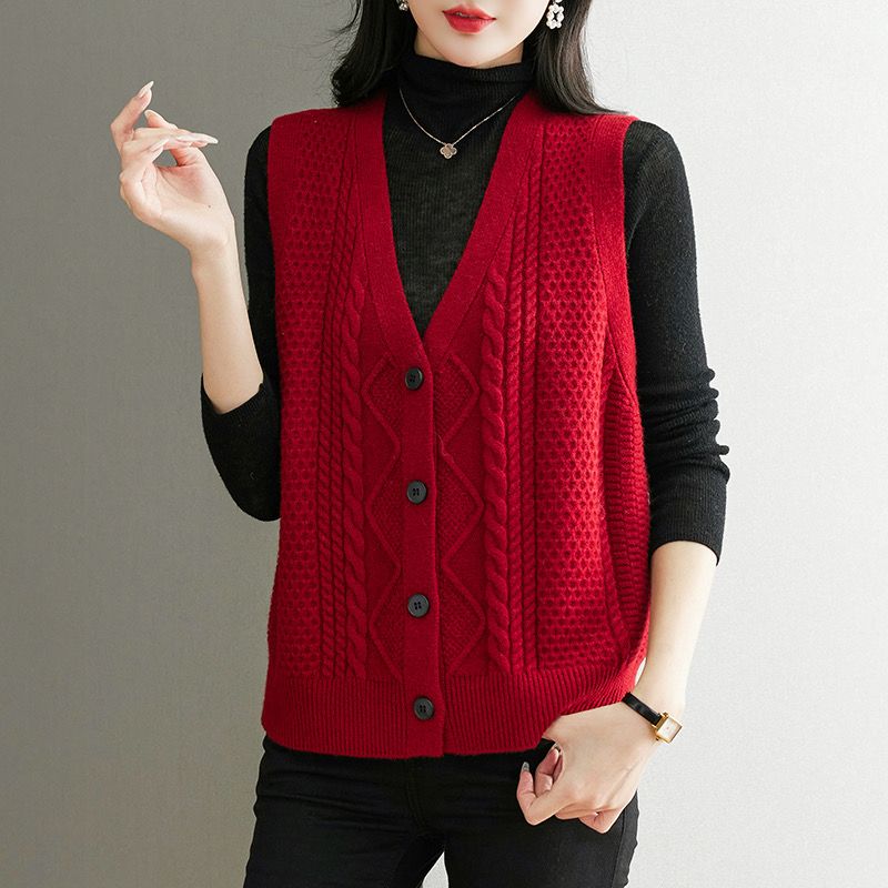 Sewing Vest - Вязаный свитер, новый осенний жилет, женский