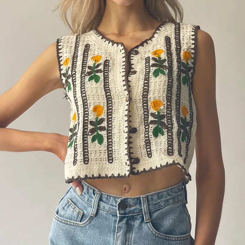Женский вязаный жилет с цветоч – обзор и цена Sewing Vest