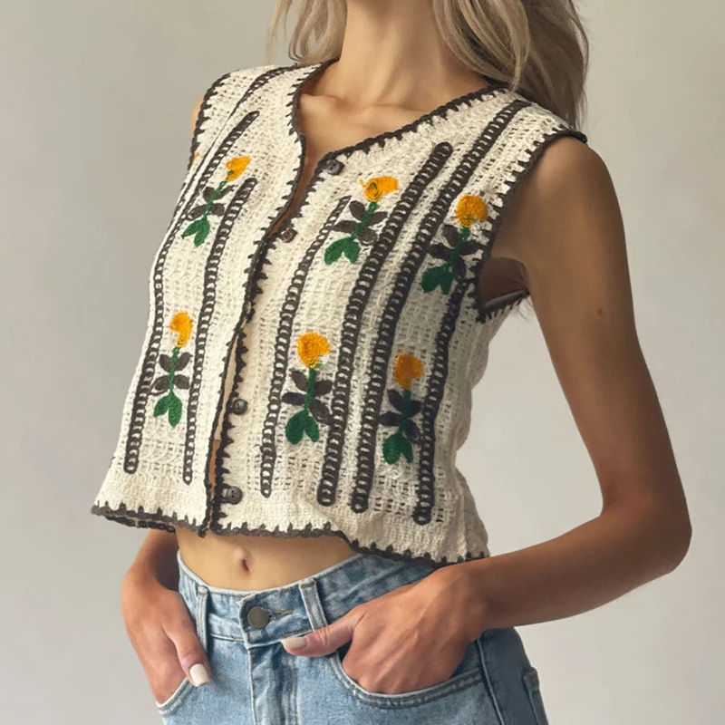 Женский вязаный жилет с цветоч – обзор и цена Sewing Vest